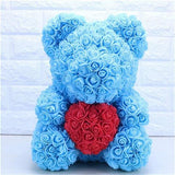 Teddy Heart San Valentino orsetto in rose artificiali con cuore vari colori